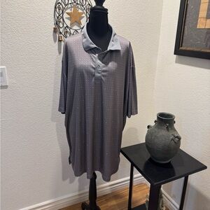 Ben Hogan Gray and White Polo Shirt With Diamond Pattern